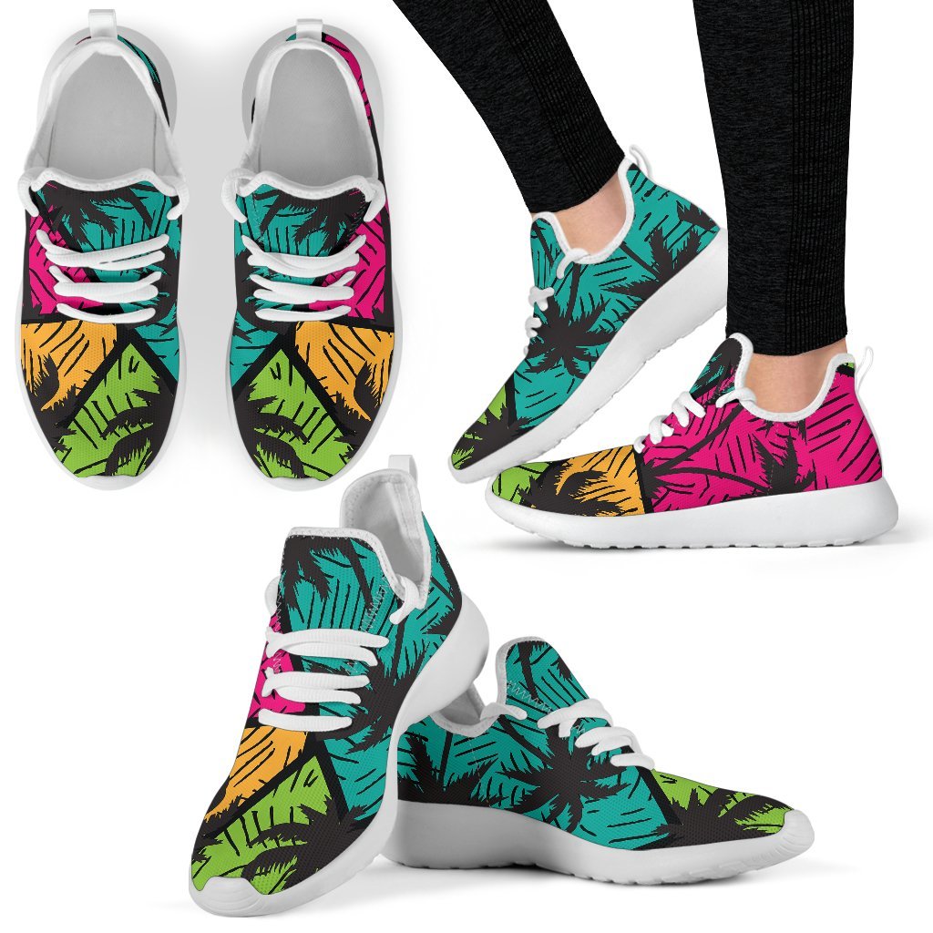 Colorful Palm Tree Pattern Print Mesh Knit Shoes GearFrost