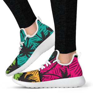 Colorful Palm Tree Pattern Print Mesh Knit Shoes GearFrost