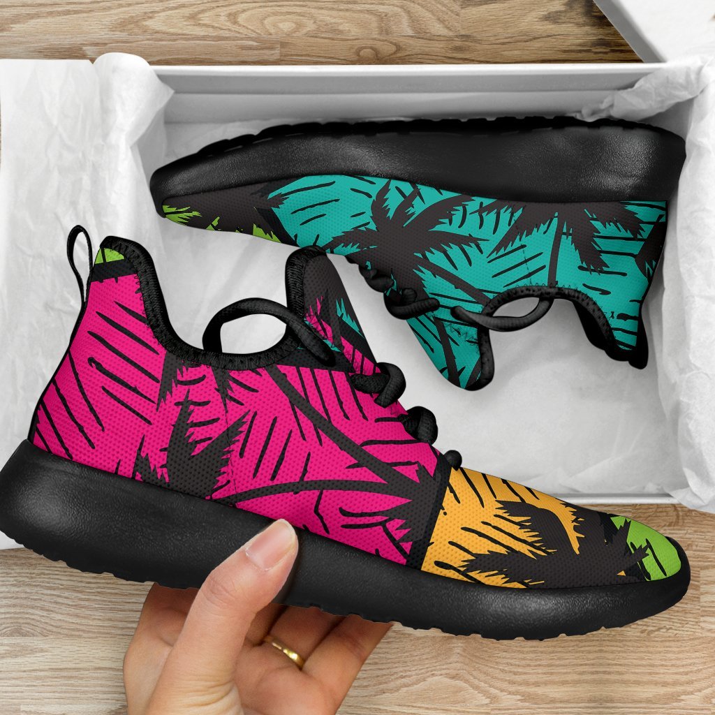 Colorful Palm Tree Pattern Print Mesh Knit Shoes GearFrost