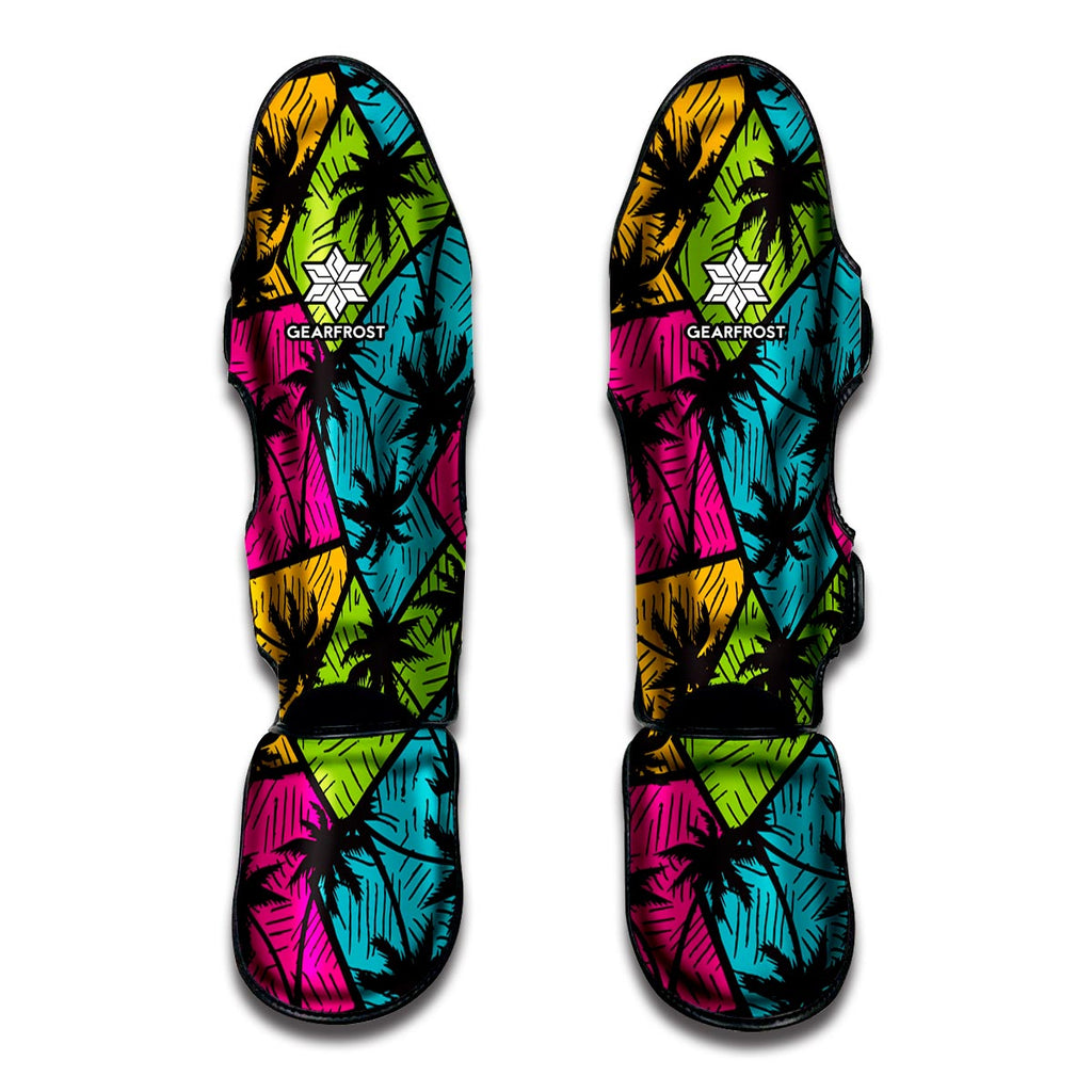 Colorful Palm Tree Pattern Print Muay Thai Shin Guard