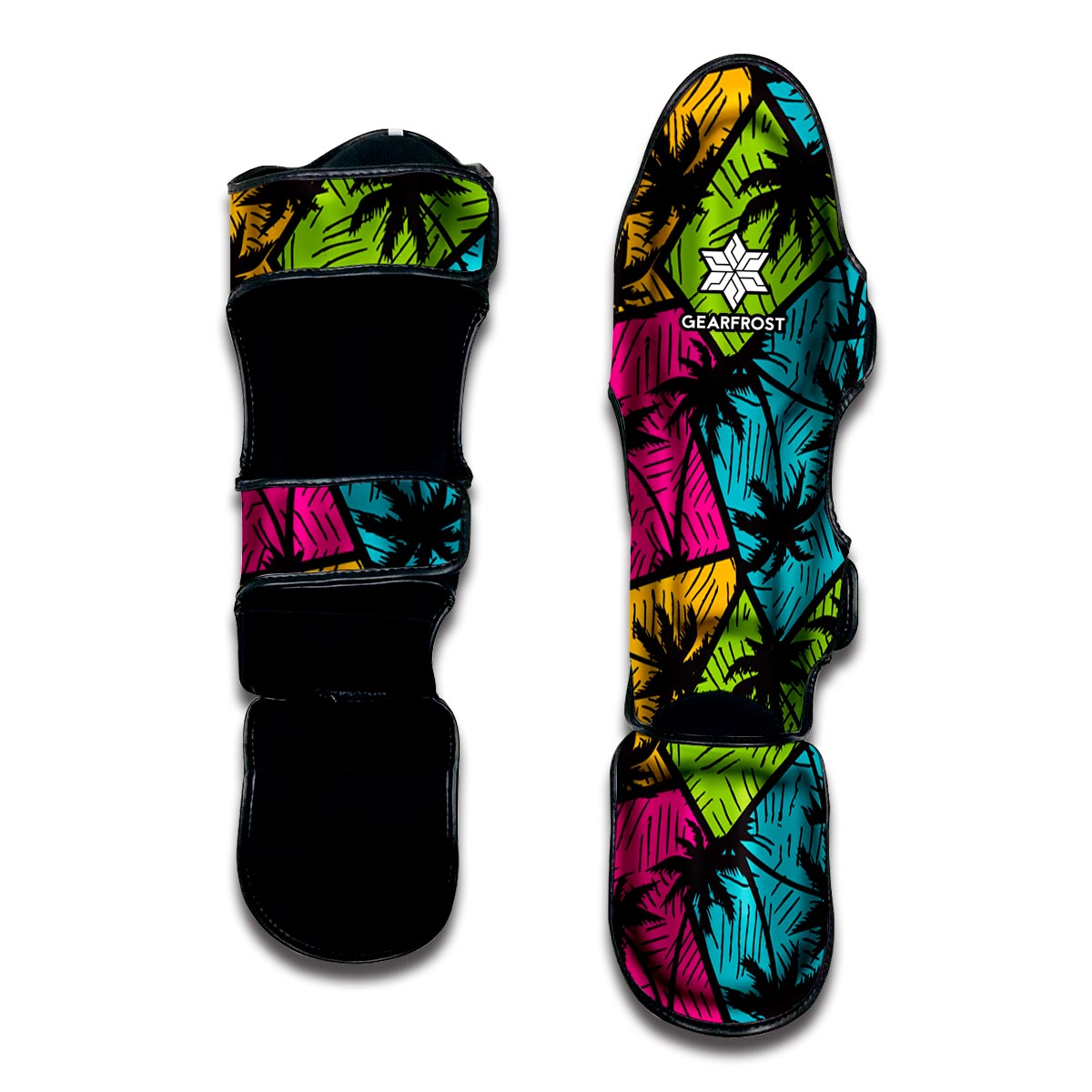 Colorful Palm Tree Pattern Print Muay Thai Shin Guard