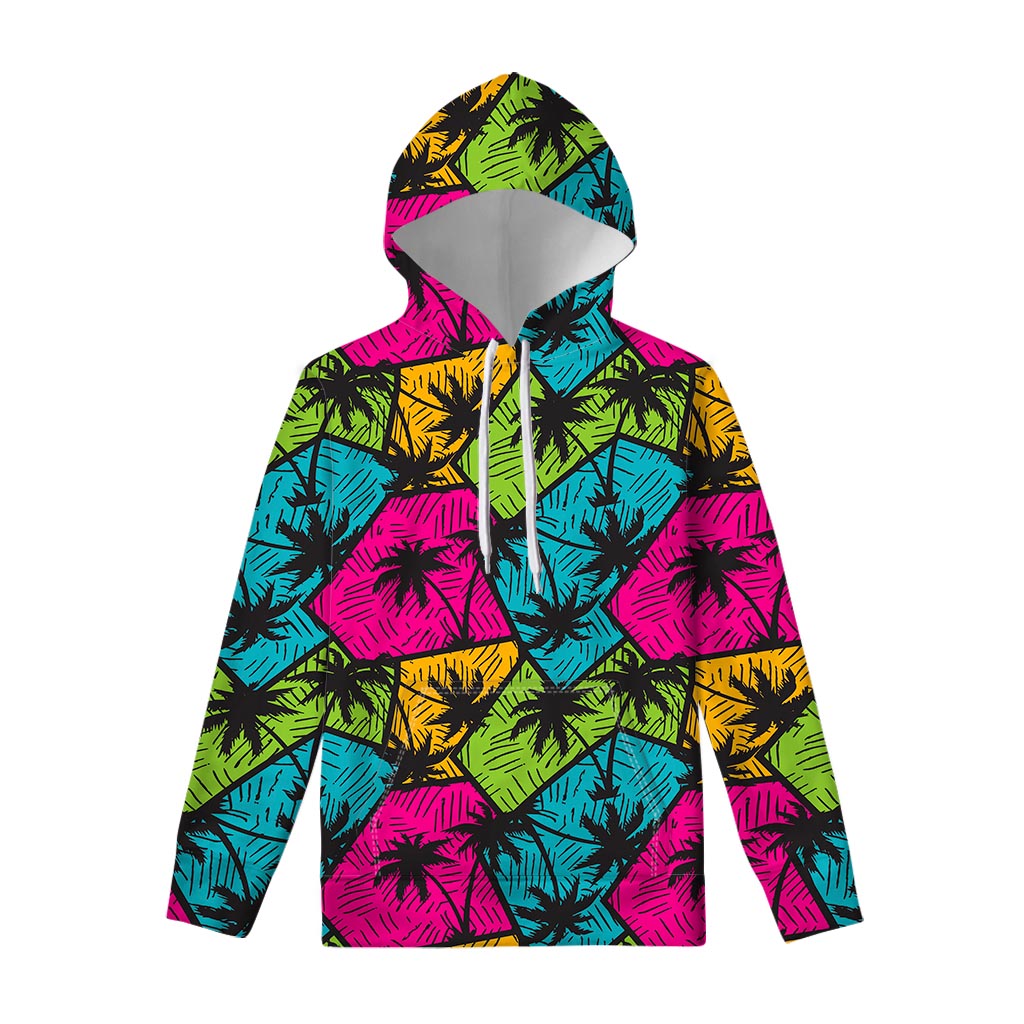 Colorful Palm Tree Pattern Print Pullover Hoodie