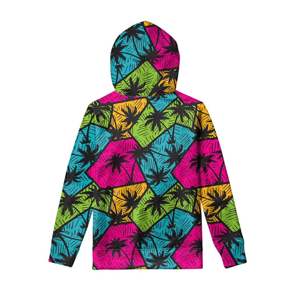 Colorful Palm Tree Pattern Print Pullover Hoodie