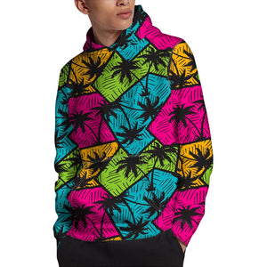 Colorful Palm Tree Pattern Print Pullover Hoodie