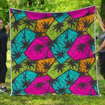 Colorful Palm Tree Pattern Print Quilt