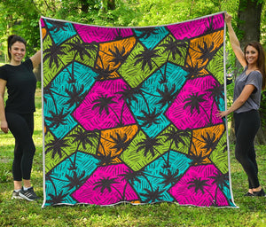 Colorful Palm Tree Pattern Print Quilt