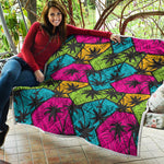 Colorful Palm Tree Pattern Print Quilt