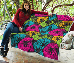 Colorful Palm Tree Pattern Print Quilt