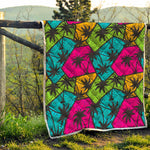 Colorful Palm Tree Pattern Print Quilt