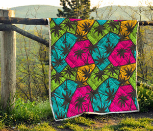 Colorful Palm Tree Pattern Print Quilt