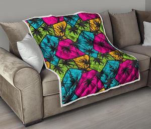 Colorful Palm Tree Pattern Print Quilt