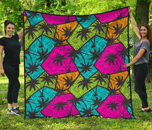 Colorful Palm Tree Pattern Print Quilt