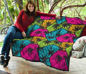 Colorful Palm Tree Pattern Print Quilt