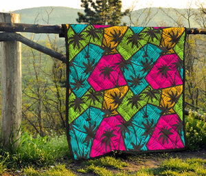 Colorful Palm Tree Pattern Print Quilt