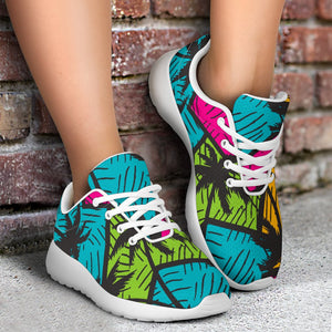 Colorful Palm Tree Pattern Print Sport Shoes GearFrost