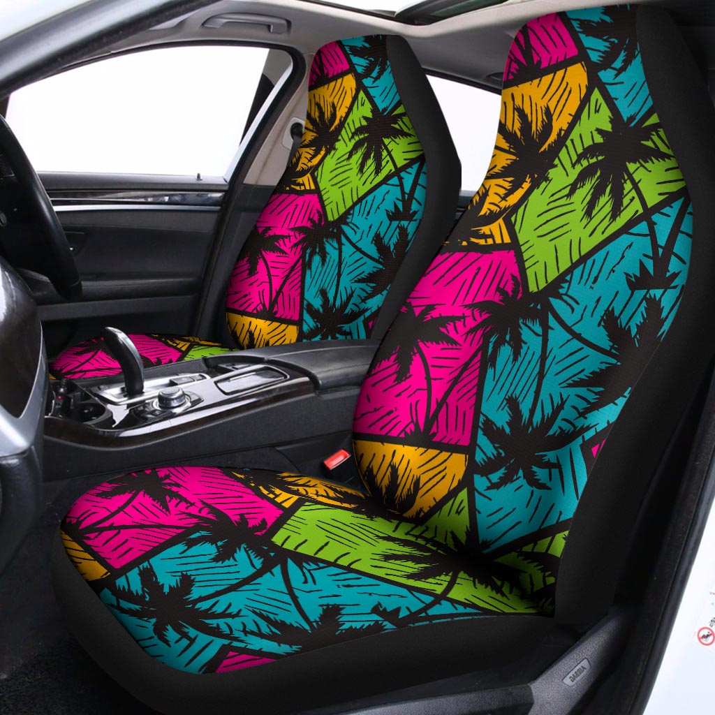 Colorful Palm Tree Pattern Print Universal Fit Car Seat Covers