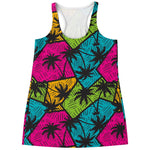 Colorful Palm Tree Pattern Print Women's Racerback Tank Top