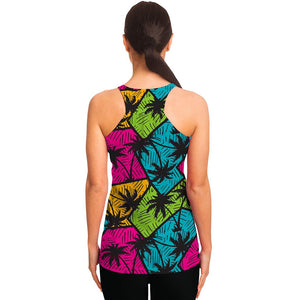 Colorful Palm Tree Pattern Print Women's Racerback Tank Top