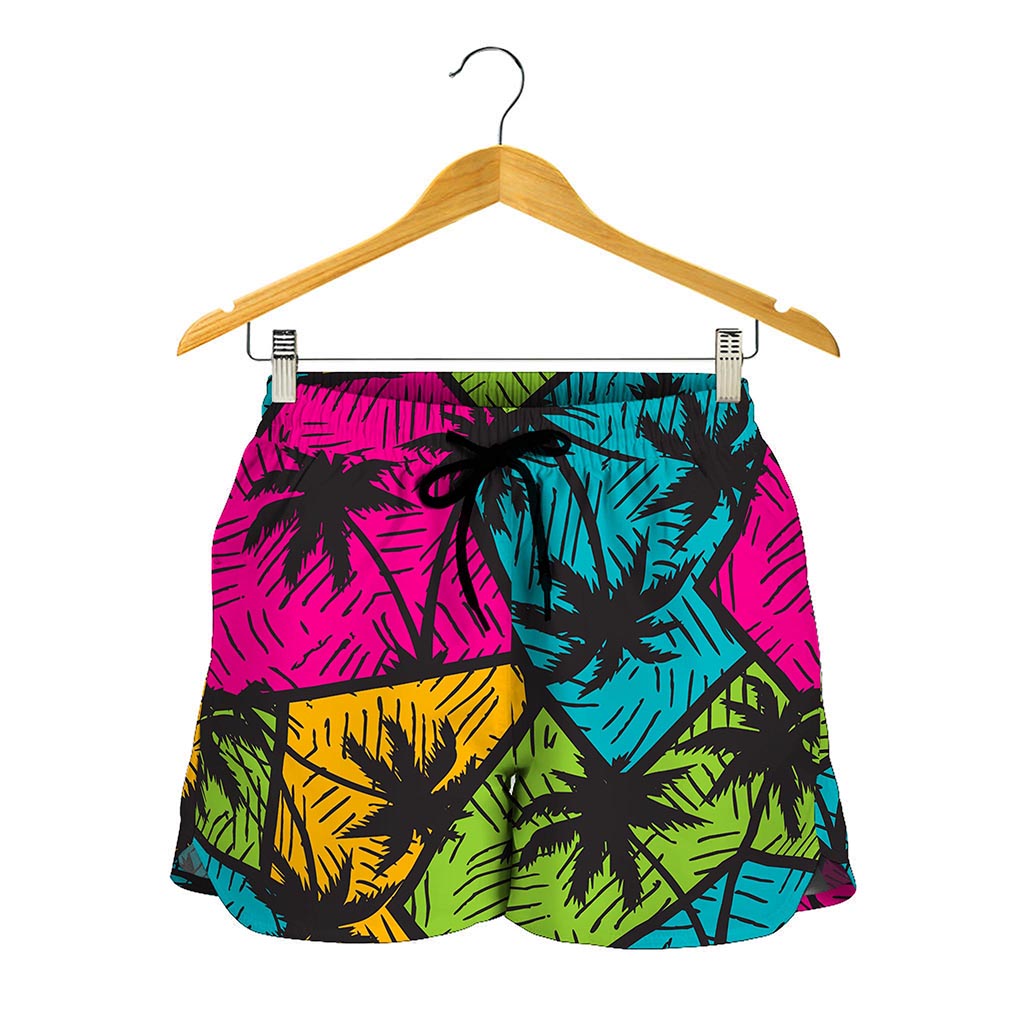 Colorful Palm Tree Pattern Print Women's Shorts