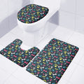 Colorful Paw And Bone Pattern Print 3 Piece Bath Mat Set