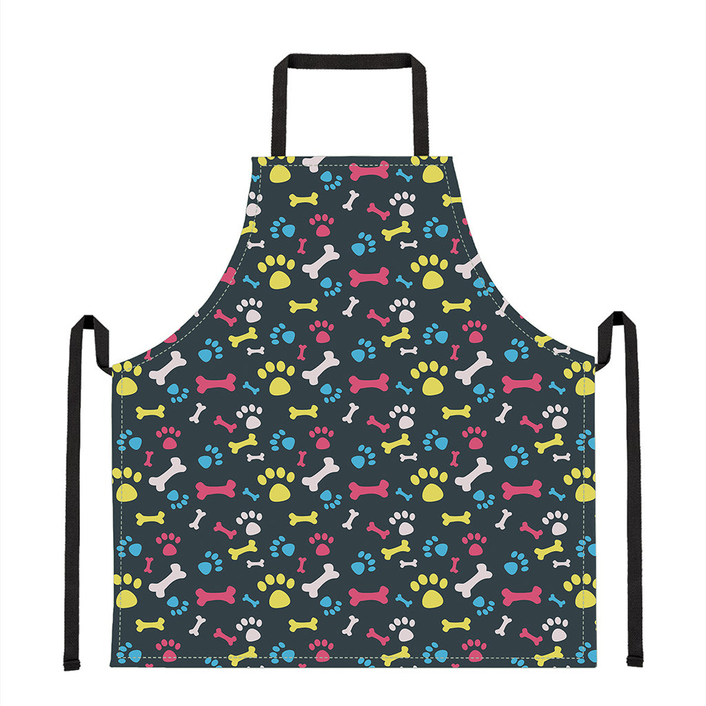 Colorful Paw And Bone Pattern Print Apron