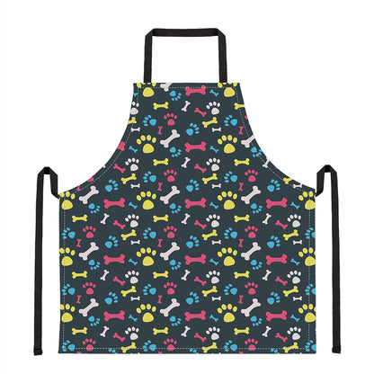 Colorful Paw And Bone Pattern Print Apron