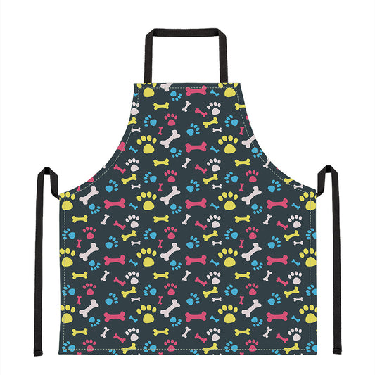 Colorful Paw And Bone Pattern Print Apron