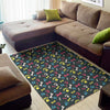Colorful Paw And Bone Pattern Print Area Rug