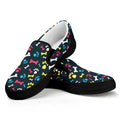 Colorful Paw And Bone Pattern Print Black Slip On Sneakers