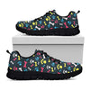 Colorful Paw And Bone Pattern Print Black Sneakers