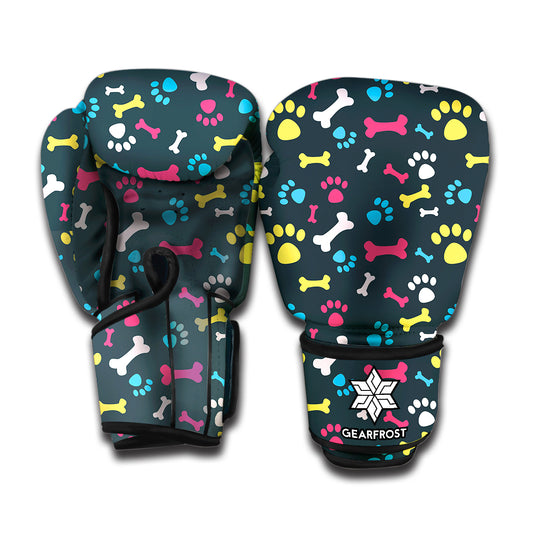 Colorful Paw And Bone Pattern Print Boxing Gloves