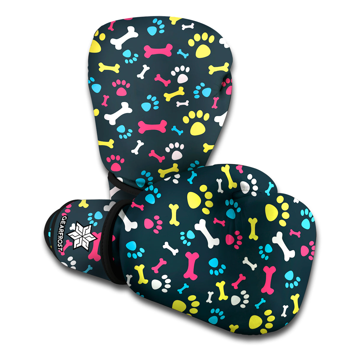 Colorful Paw And Bone Pattern Print Boxing Gloves