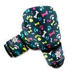 Colorful Paw And Bone Pattern Print Boxing Gloves