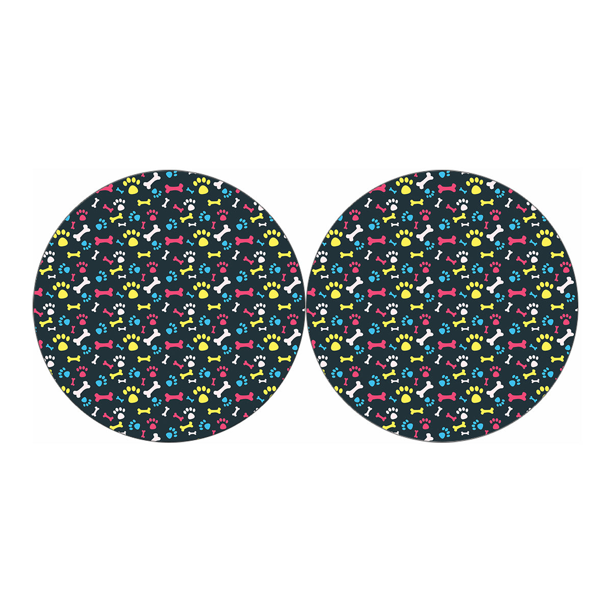 Colorful Paw And Bone Pattern Print Car Coasters