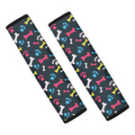 Colorful Paw And Bone Pattern Print Car Seat Belt Covers