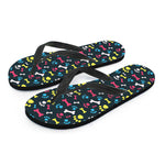 Colorful Paw And Bone Pattern Print Flip Flops