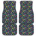 Colorful Paw And Bone Pattern Print Front and Back Car Floor Mats