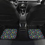 Colorful Paw And Bone Pattern Print Front and Back Car Floor Mats