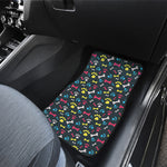 Colorful Paw And Bone Pattern Print Front and Back Car Floor Mats