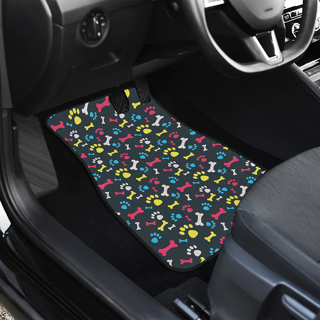 Colorful Paw And Bone Pattern Print Front Car Floor Mats