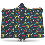 Colorful Paw And Bone Pattern Print Hooded Blanket