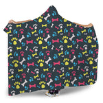 Colorful Paw And Bone Pattern Print Hooded Blanket