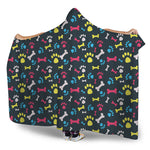 Colorful Paw And Bone Pattern Print Hooded Blanket