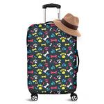 Colorful Paw And Bone Pattern Print Luggage Cover