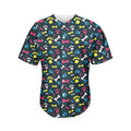 Colorful Paw And Bone Pattern Print Men's Baseball Jersey