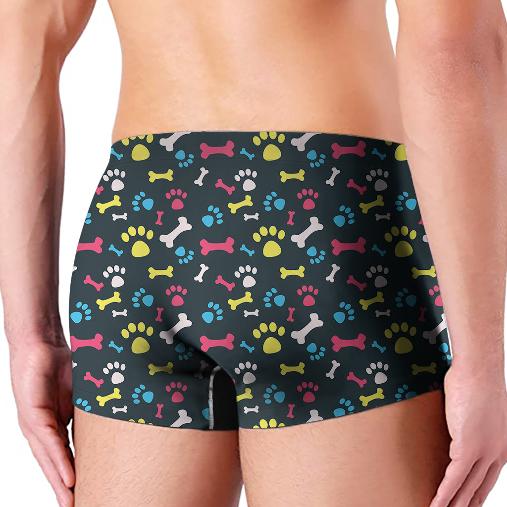 Colorful Paw And Bone Pattern Print Men's Boxer Briefs