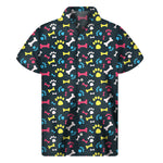 Colorful Paw And Bone Pattern Print Men's Short Sleeve Shirt