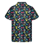 Colorful Paw And Bone Pattern Print Men's Short Sleeve Shirt