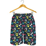 Colorful Paw And Bone Pattern Print Men's Shorts