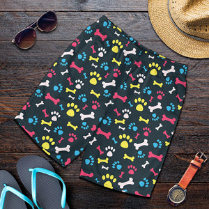 Colorful Paw And Bone Pattern Print Men's Shorts